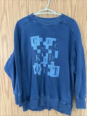 American Eagle Outfitters Navy Blue Crewneck Sweatshirt with Graphic